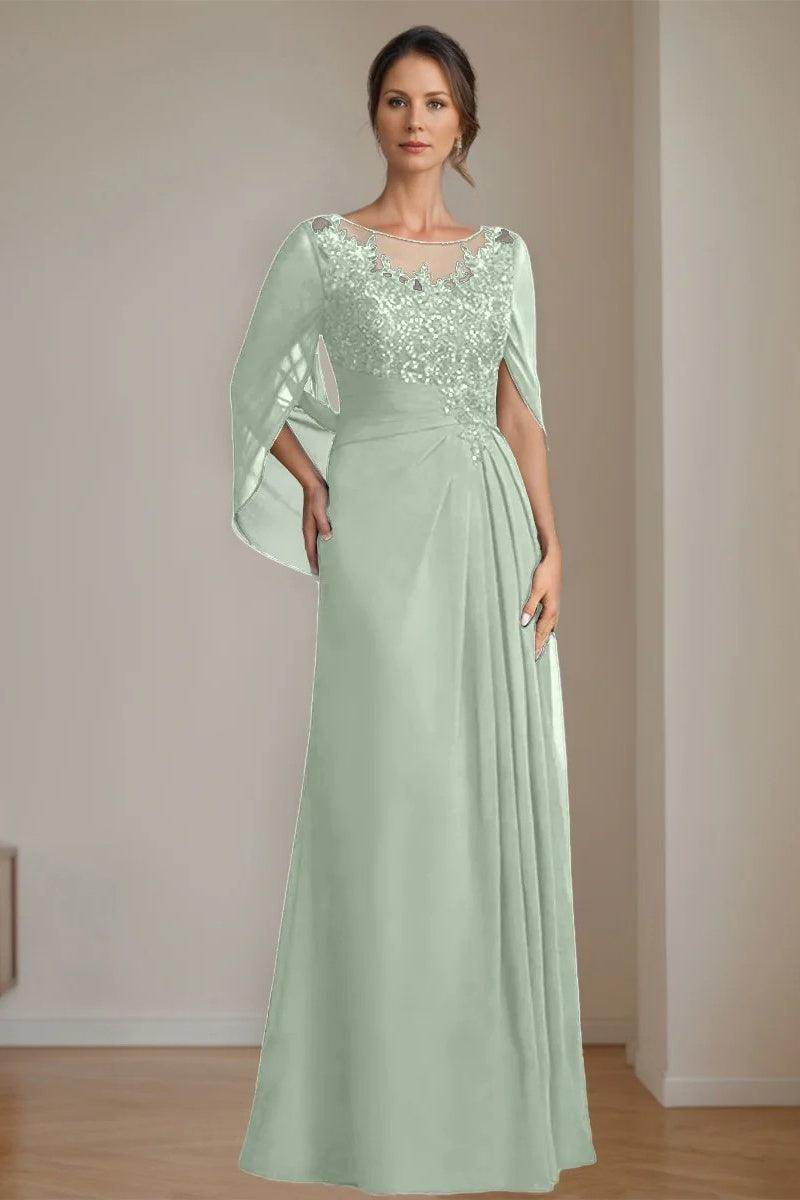 A Line Scoop Floor Length Sequins Mother of the Bride Dresses CM0369 - COCOMELODY