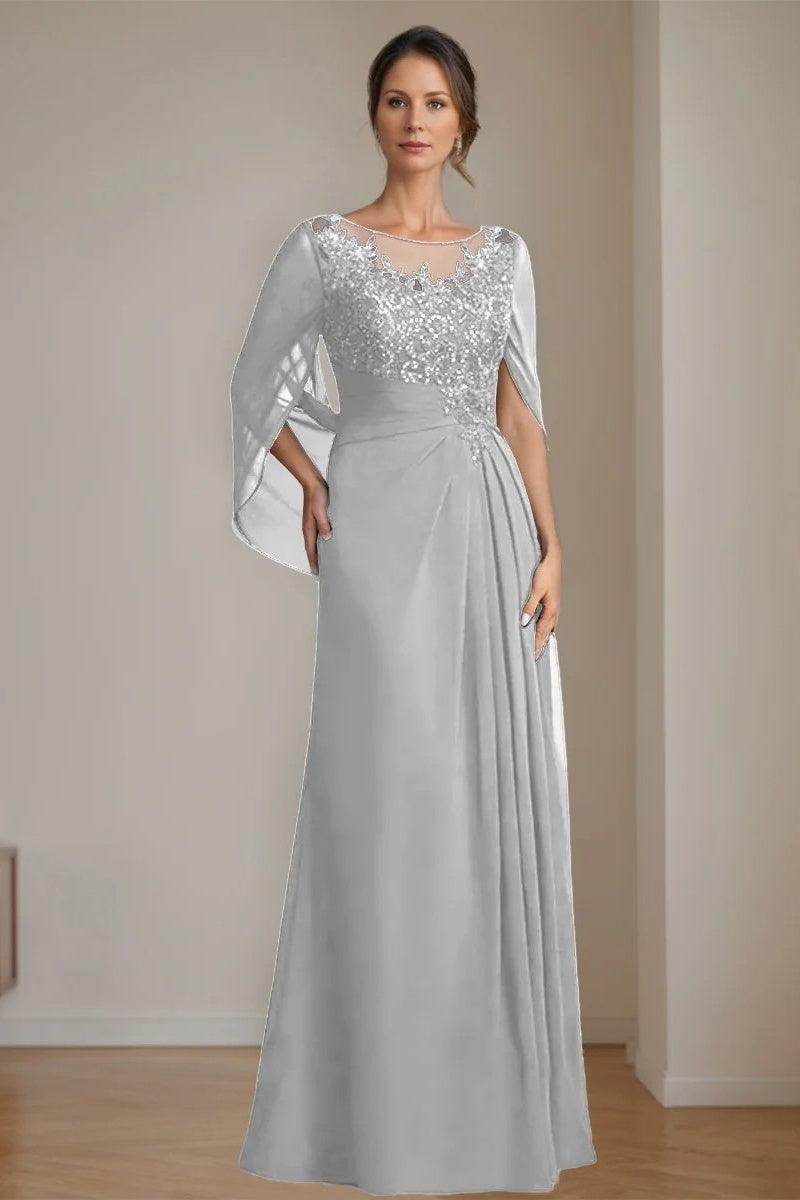 A Line Scoop Floor Length Sequins Mother of the Bride Dresses CM0369 - COCOMELODY