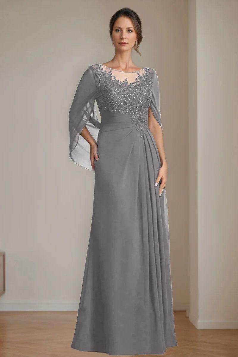 A Line Scoop Floor Length Sequins Mother of the Bride Dresses CM0369 - COCOMELODY