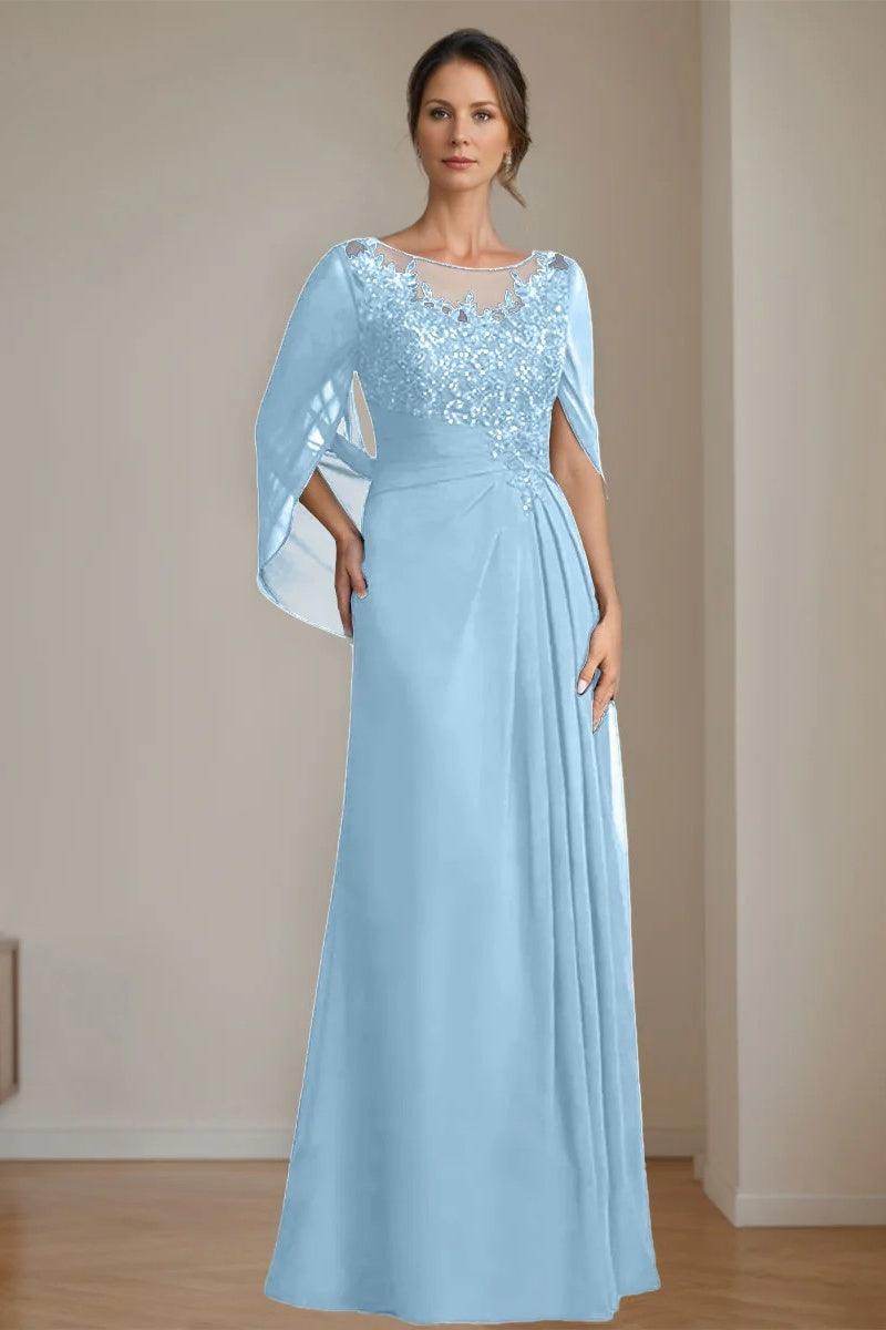 A Line Scoop Floor Length Sequins Mother of the Bride Dresses CM0369 - COCOMELODY