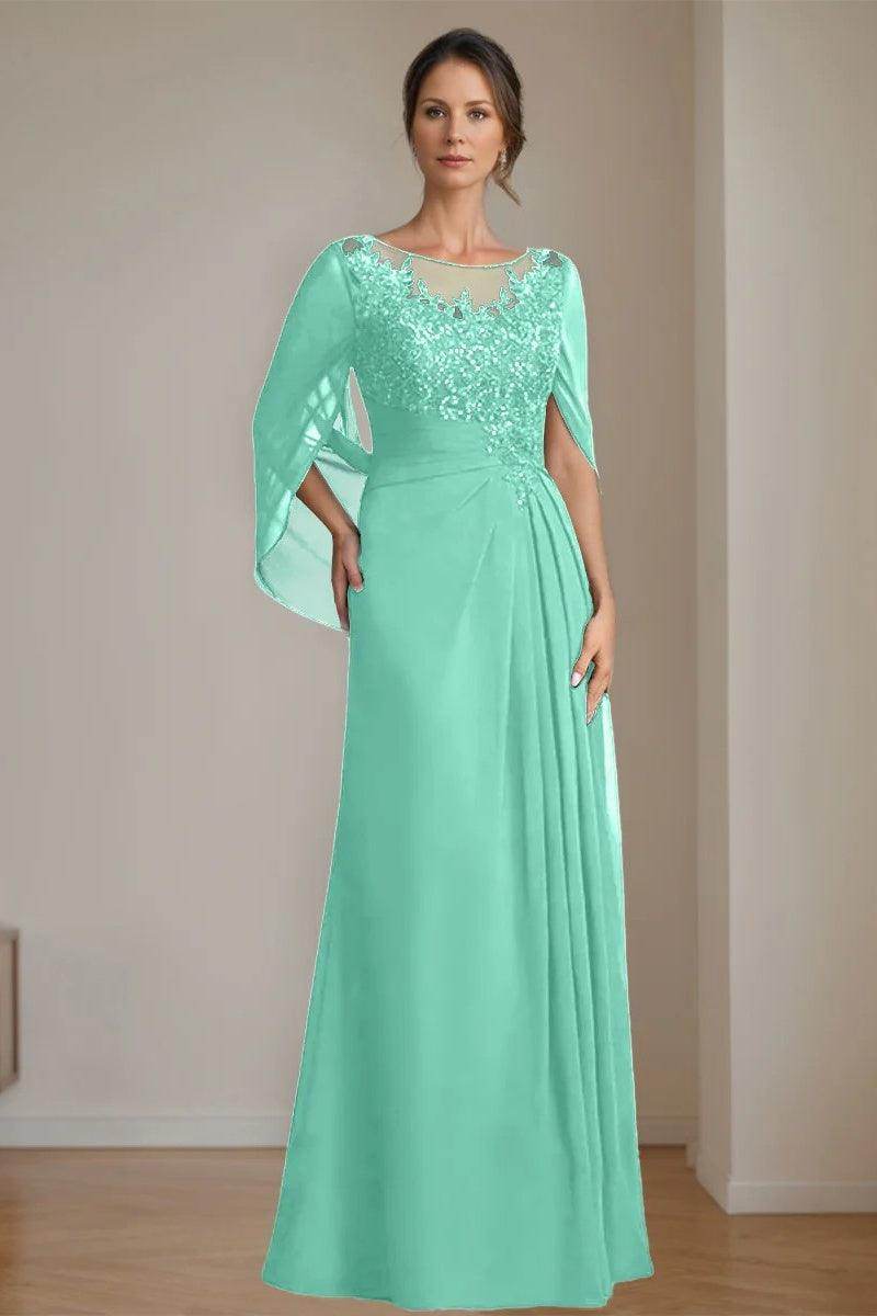 A Line Scoop Floor Length Sequins Mother of the Bride Dresses CM0369 - COCOMELODY