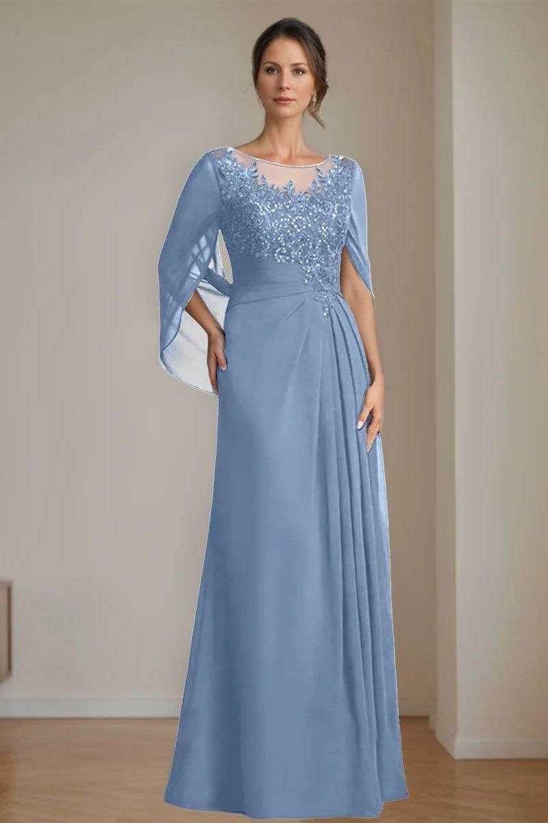 A Line Scoop Floor Length Sequins Mother of the Bride Dresses CM0369 - COCOMELODY