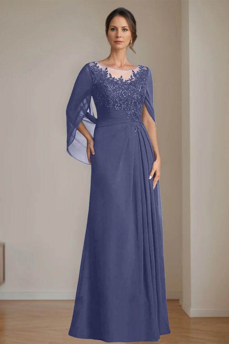 A Line Scoop Floor Length Sequins Mother of the Bride Dresses CM0369 - COCOMELODY