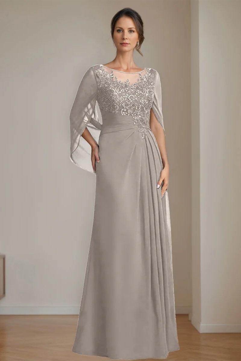 A Line Scoop Floor Length Sequins Mother of the Bride Dresses CM0369 - COCOMELODY