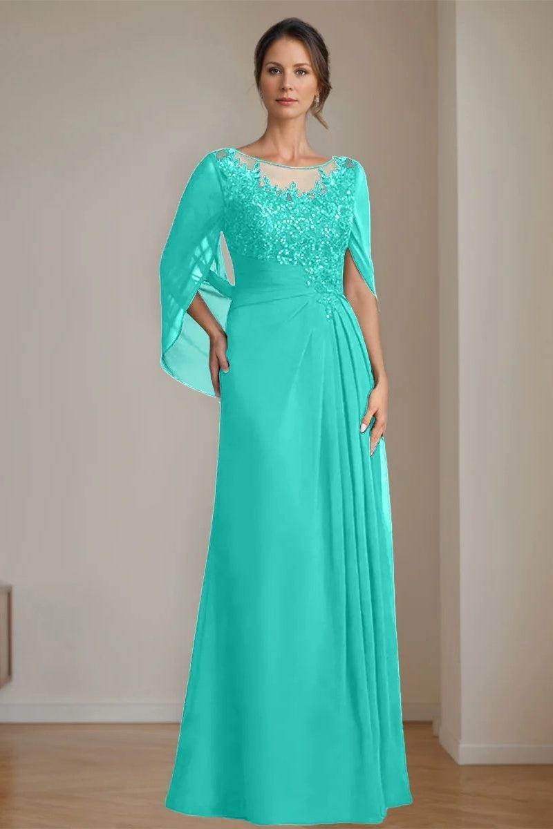 A Line Scoop Floor Length Sequins Mother of the Bride Dresses CM0369 - COCOMELODY