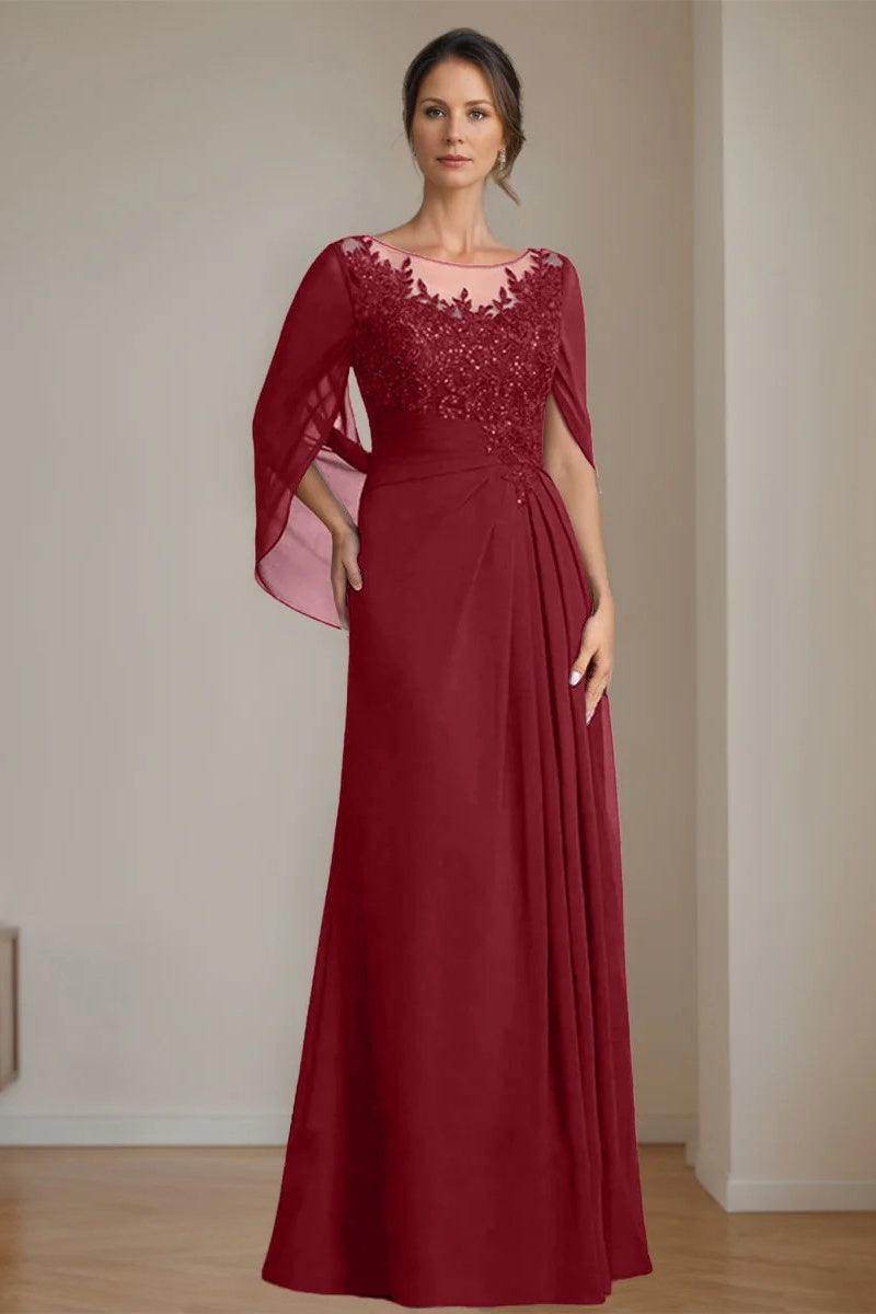 A Line Scoop Floor Length Sequins Mother of the Bride Dresses CM0369 - COCOMELODY