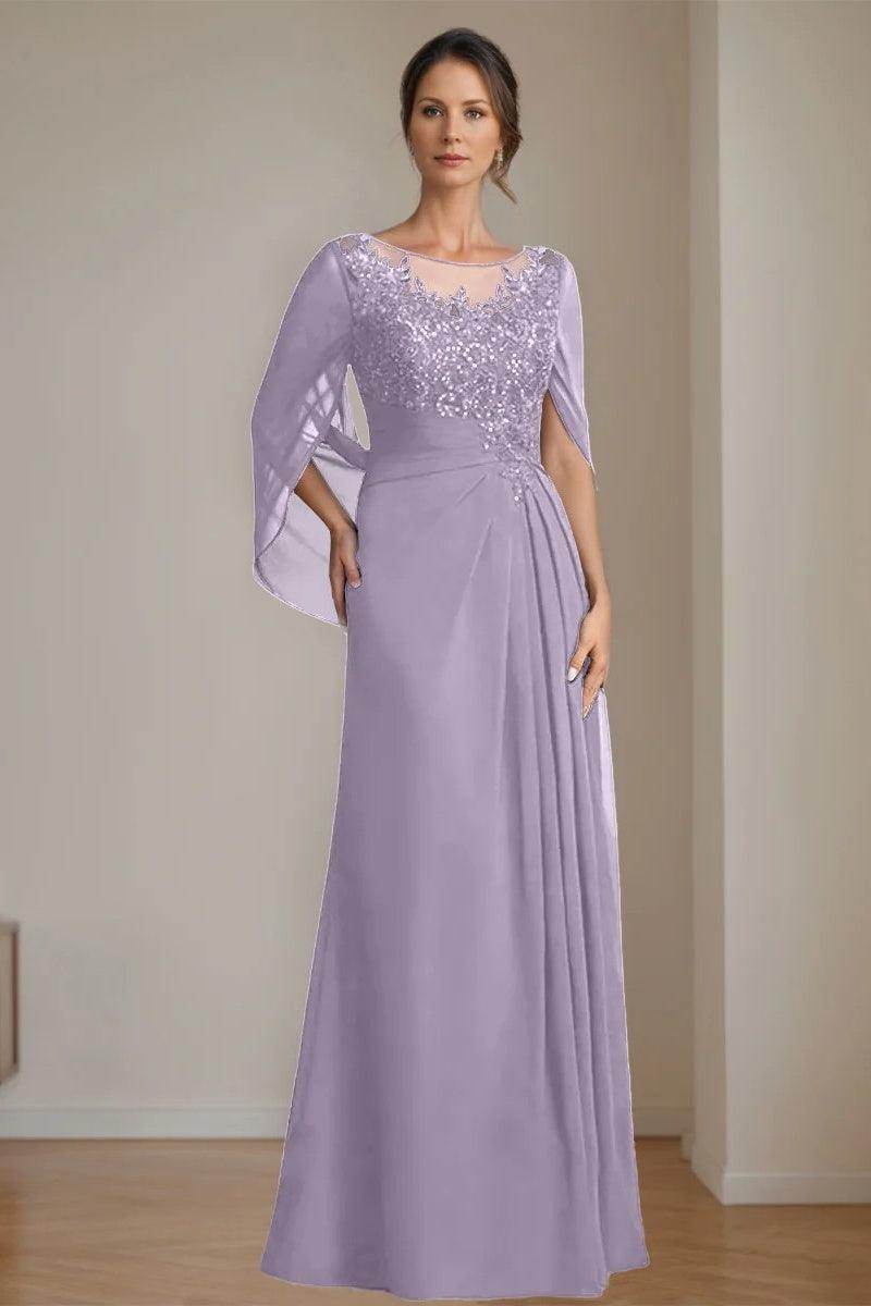 A Line Scoop Floor Length Sequins Mother of the Bride Dresses CM0369 - COCOMELODY