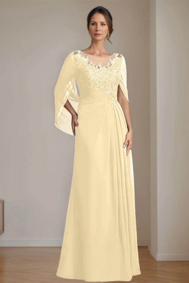 A Line Scoop Floor Length Sequins Mother of the Bride Dresses CM0369 - COCOMELODY