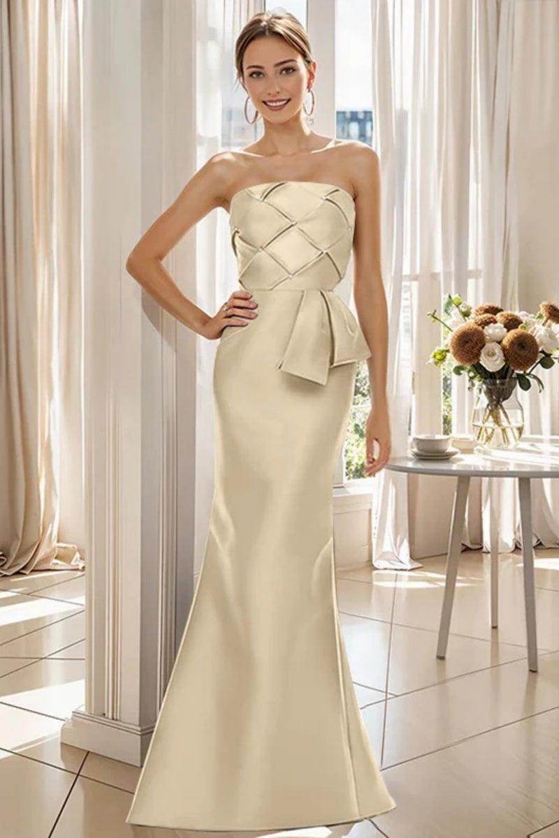 Mermaid Strapless Sleeveless Floor Length Mother Dresses CM0371 - COCOMELODY