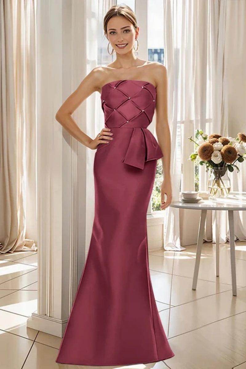 Mermaid Strapless Sleeveless Floor Length Mother Dresses CM0371 - COCOMELODY