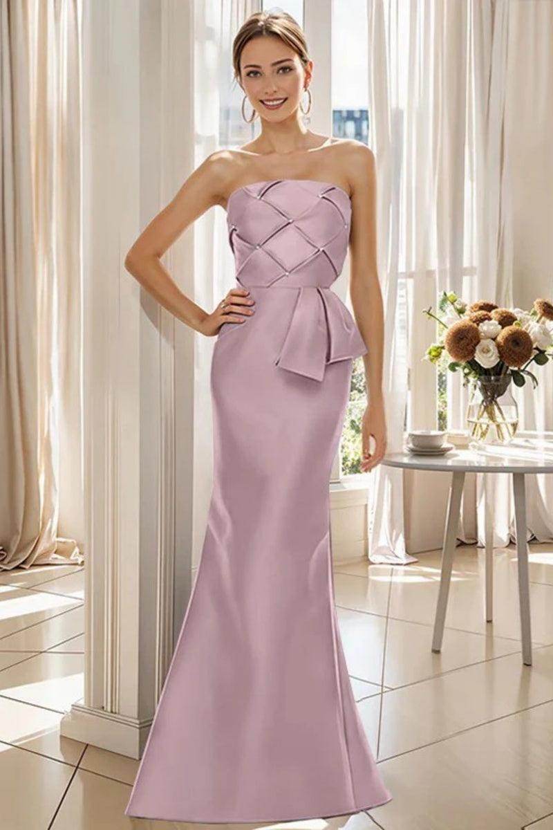 Mermaid Strapless Sleeveless Floor Length Mother Dresses CM0371 - COCOMELODY
