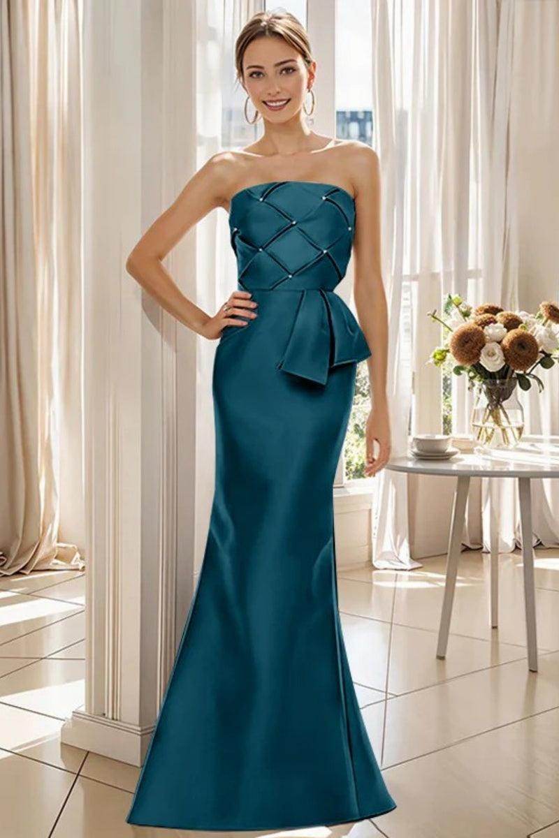 Mermaid Strapless Sleeveless Floor Length Mother Dresses CM0371 - COCOMELODY