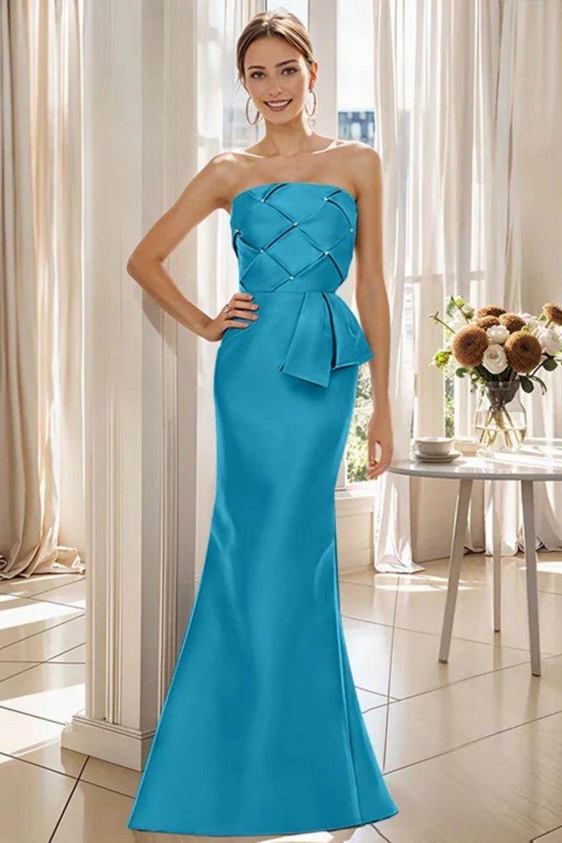 Mermaid Strapless Sleeveless Floor Length Mother Dresses CM0371 - COCOMELODY