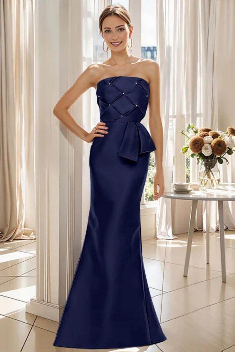 Mermaid Strapless Sleeveless Floor Length Mother Dresses CM0371 - COCOMELODY
