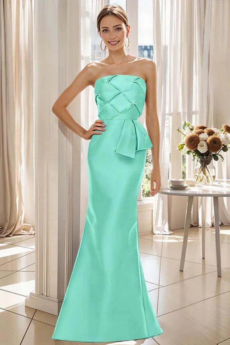 Mermaid Strapless Sleeveless Floor Length Mother Dresses CM0371 - COCOMELODY