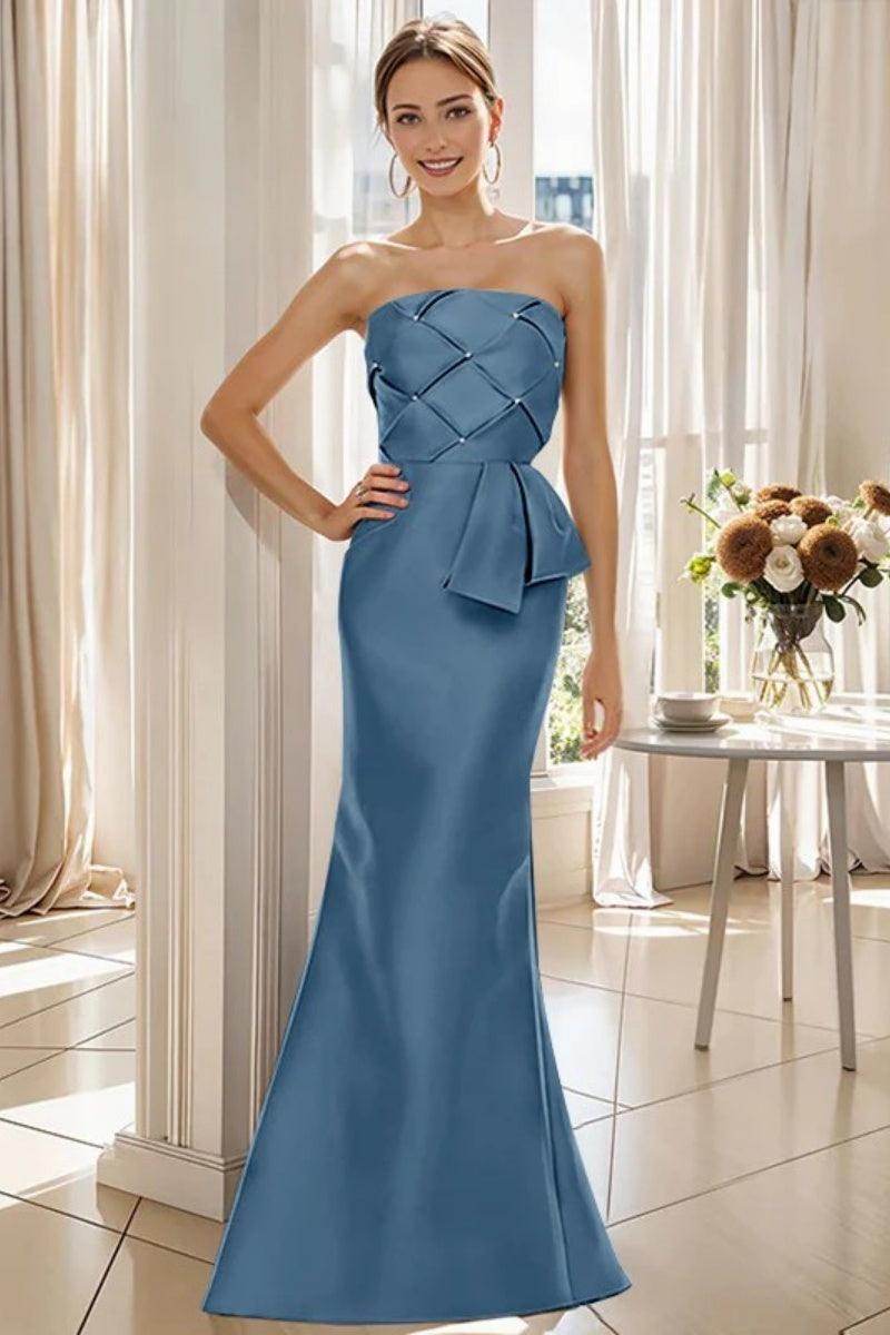 Mermaid Strapless Sleeveless Floor Length Mother Dresses CM0371 - COCOMELODY