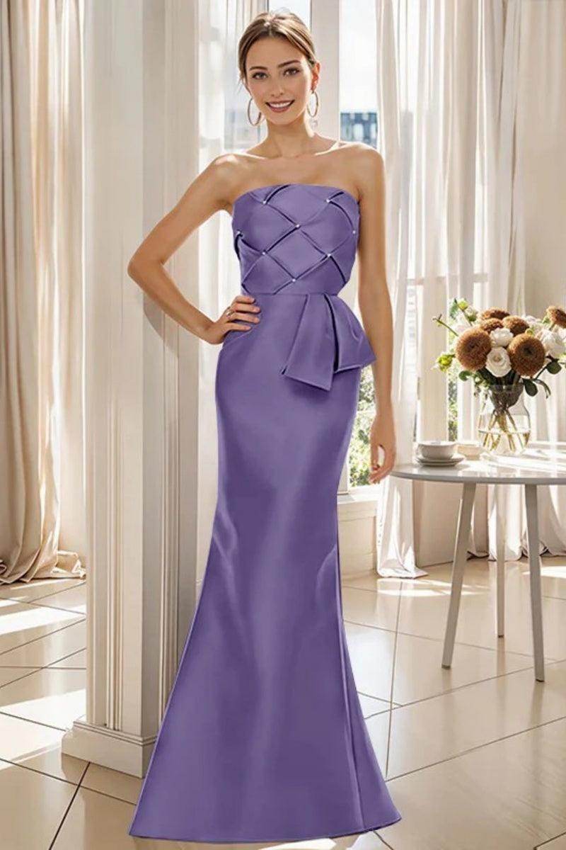 Mermaid Strapless Sleeveless Floor Length Mother Dresses CM0371 - COCOMELODY