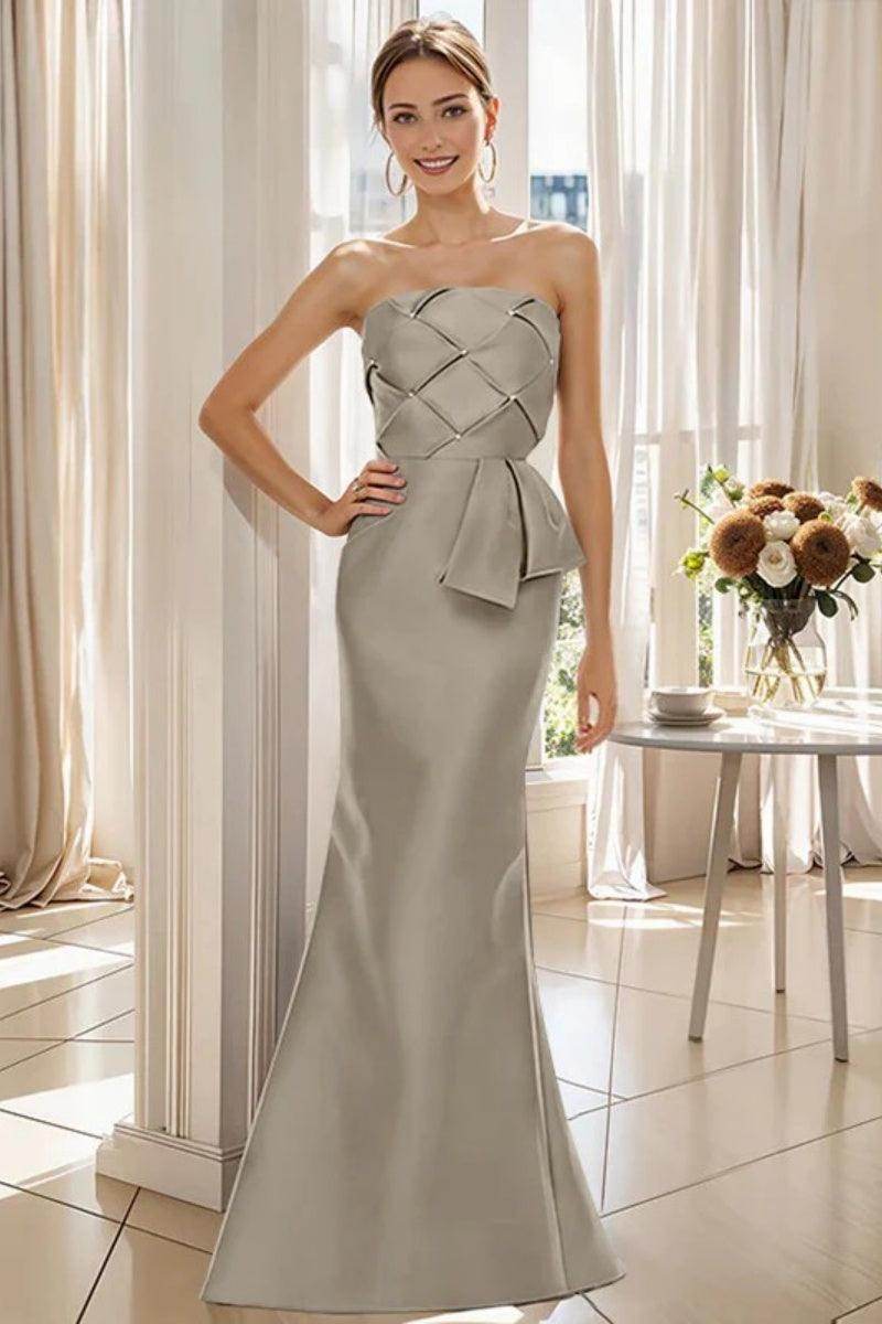 Mermaid Strapless Sleeveless Floor Length Mother Dresses CM0371 - COCOMELODY