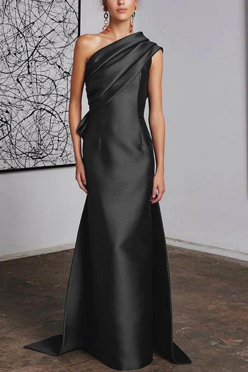 Sheath Floor Length Satin Navy Mother Dress One Shoulder Elegant Formal Gown COCOMELODY CM0372, M-Royal Blue Sheath Floor Length Satin Navy Mother Dress One Shoulder Elegant Formal Gown COCOMELODY CM0372, M-Royal Blue