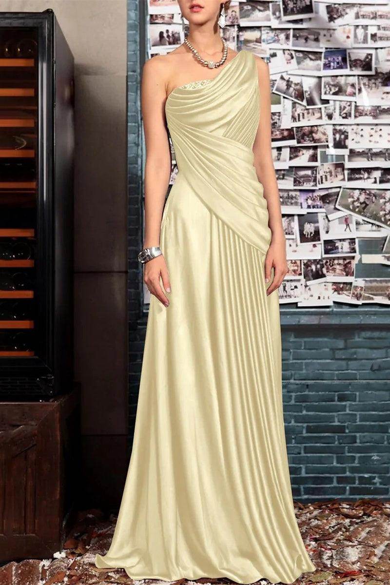 Sheath One Shoulder Sleeveless Floor Length Mother Dresses CM0373 - COCOMELODY