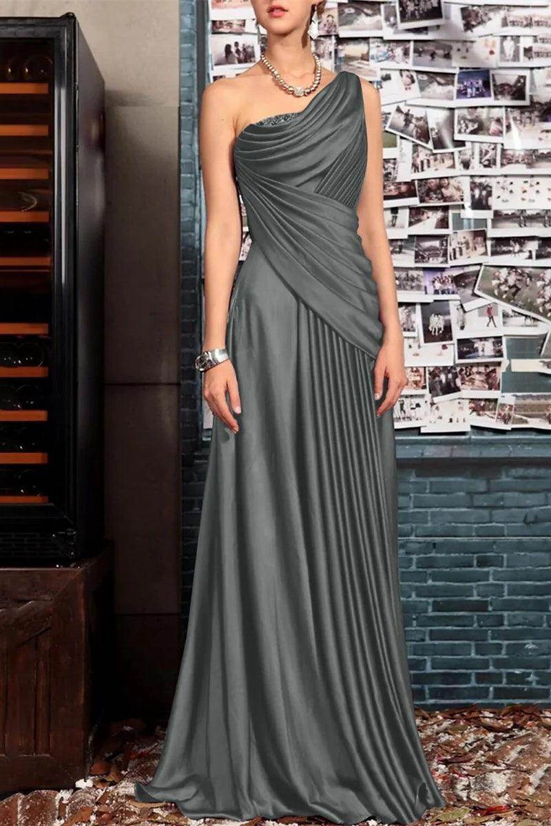 Sheath One Shoulder Sleeveless Floor Length Mother Dresses CM0373 - COCOMELODY
