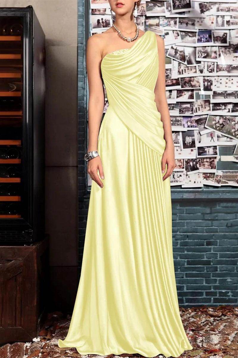 Sheath One Shoulder Sleeveless Floor Length Mother Dresses CM0373 - COCOMELODY