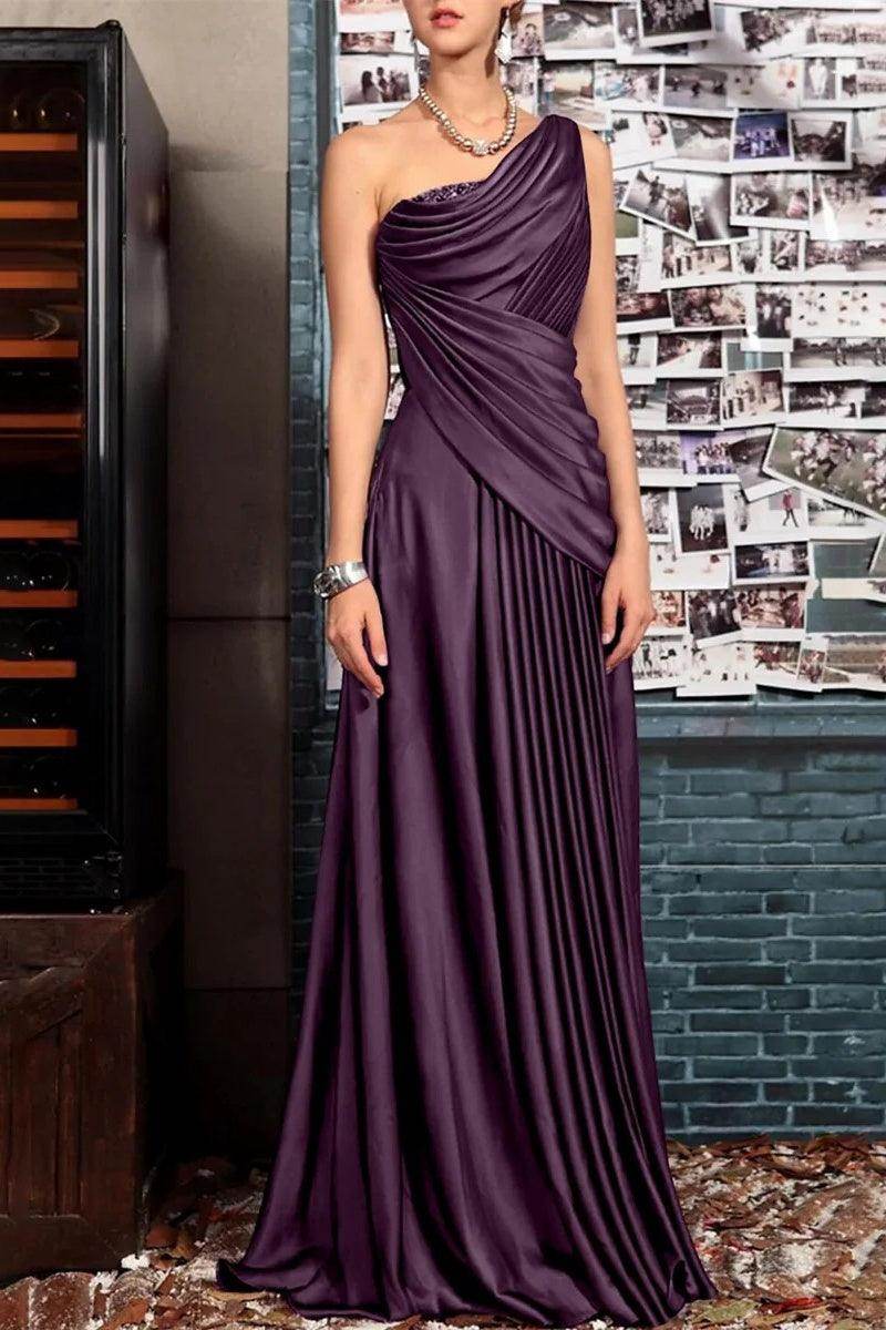 Sheath One Shoulder Sleeveless Floor Length Mother Dresses CM0373 - COCOMELODY