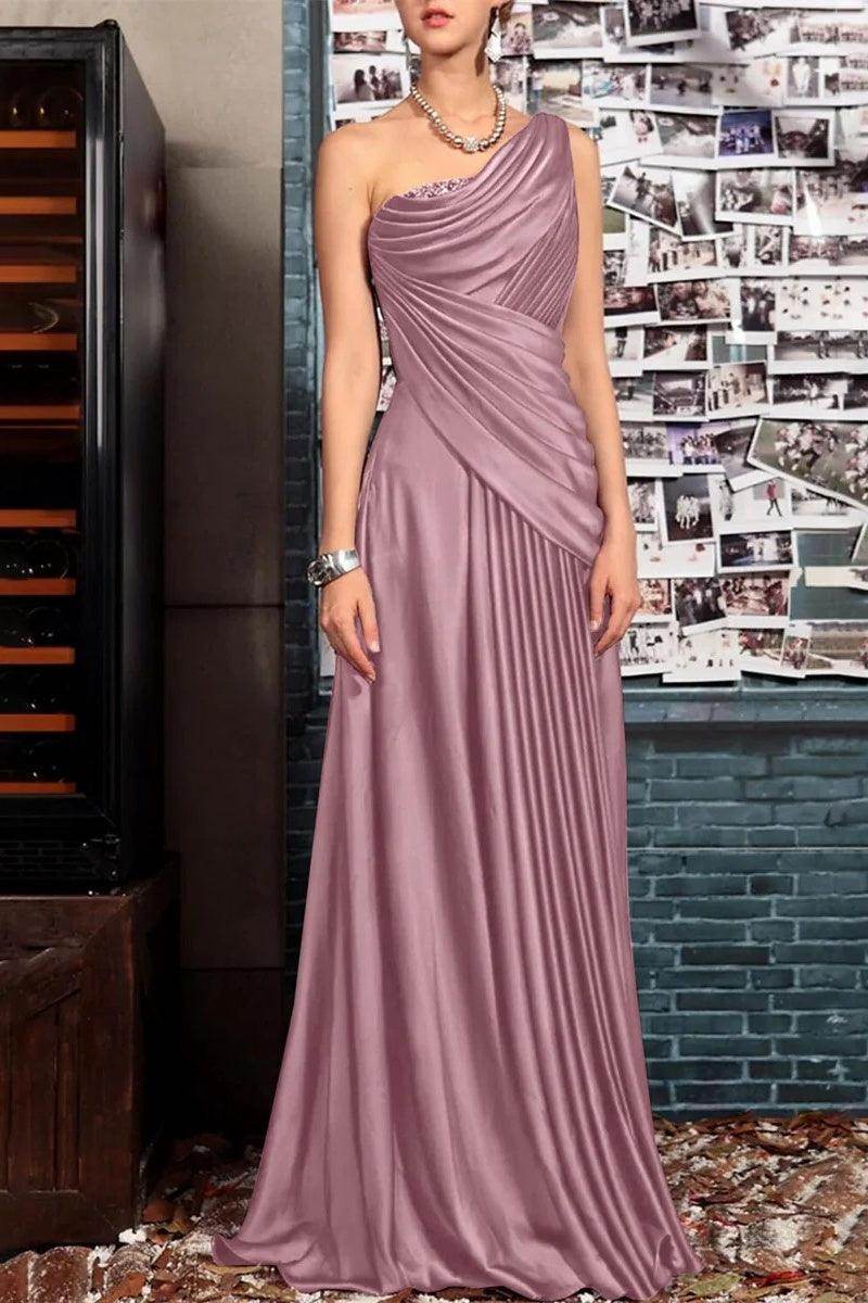 Sheath One Shoulder Sleeveless Floor Length Mother Dresses CM0373 - COCOMELODY