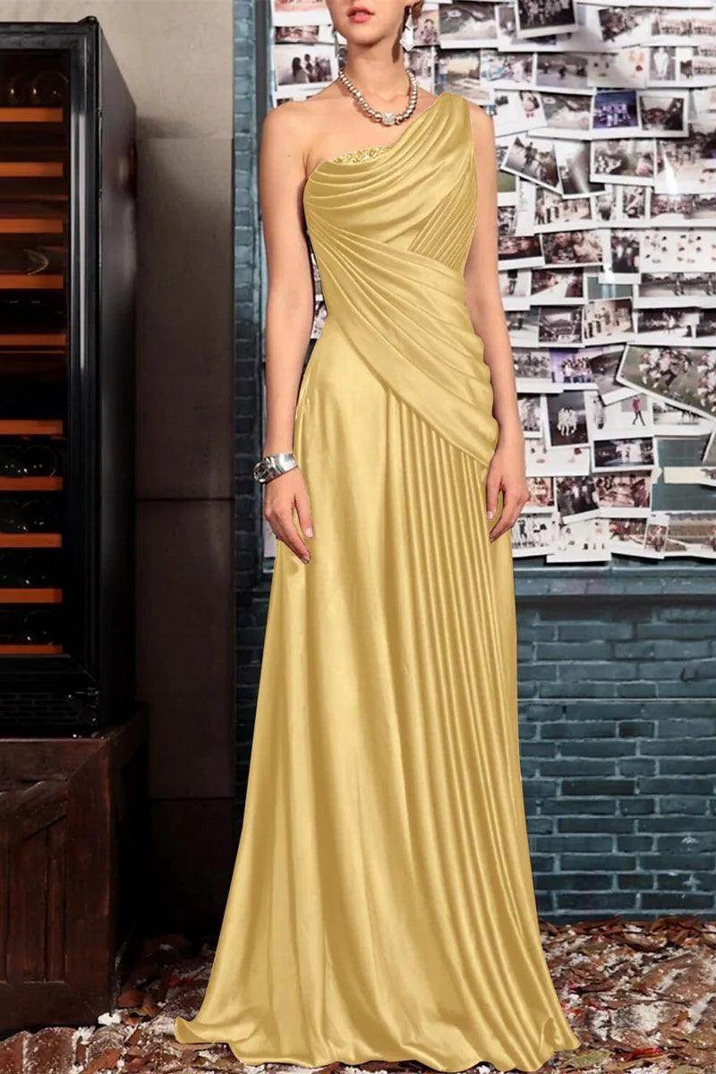 Sheath One Shoulder Sleeveless Floor Length Mother Dresses CM0373 - COCOMELODY