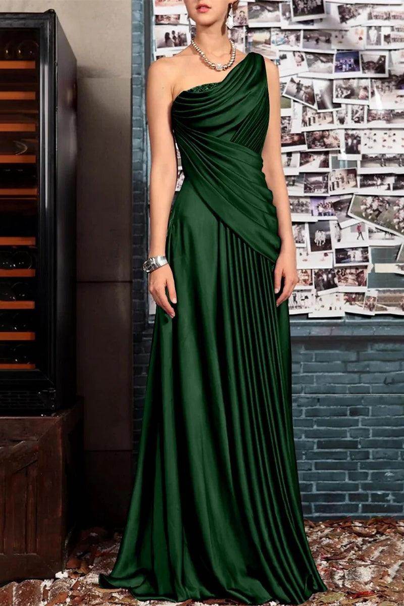 Sheath One Shoulder Sleeveless Floor Length Mother Dresses CM0373 - COCOMELODY