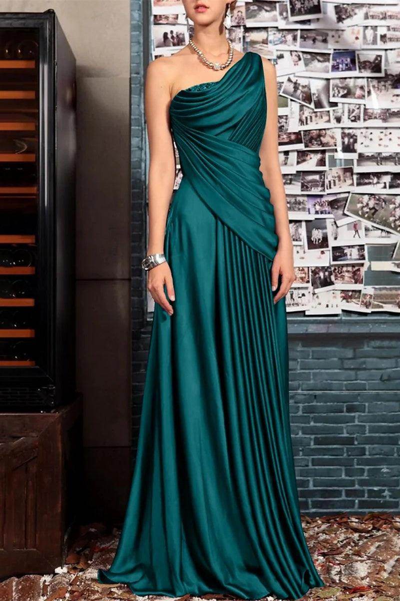 Sheath One Shoulder Sleeveless Floor Length Mother Dresses CM0373 - COCOMELODY