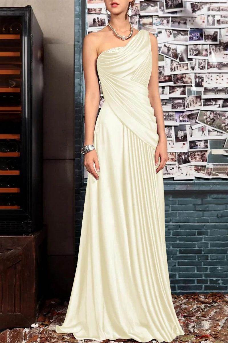 Sheath One Shoulder Sleeveless Floor Length Mother Dresses CM0373 - COCOMELODY