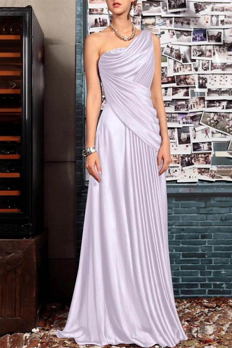 Sheath One Shoulder Sleeveless Floor Length Mother Dresses CM0373 - COCOMELODY