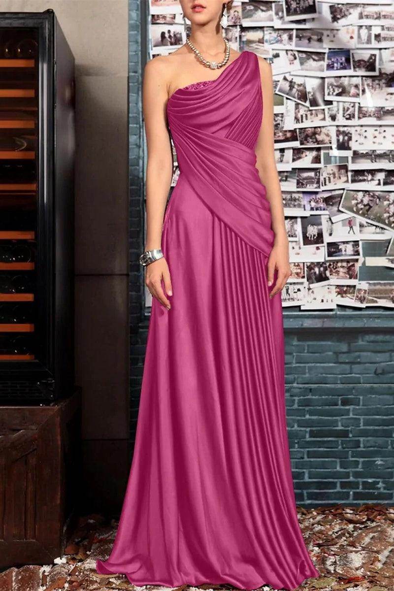 Sheath One Shoulder Sleeveless Floor Length Mother Dresses CM0373 - COCOMELODY