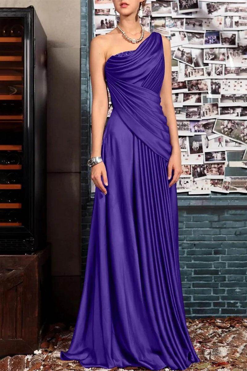Sheath One Shoulder Sleeveless Floor Length Mother Dresses CM0373 - COCOMELODY