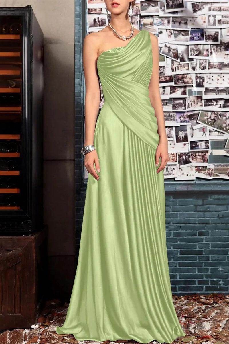 Sheath One Shoulder Sleeveless Floor Length Mother Dresses CM0373 - COCOMELODY