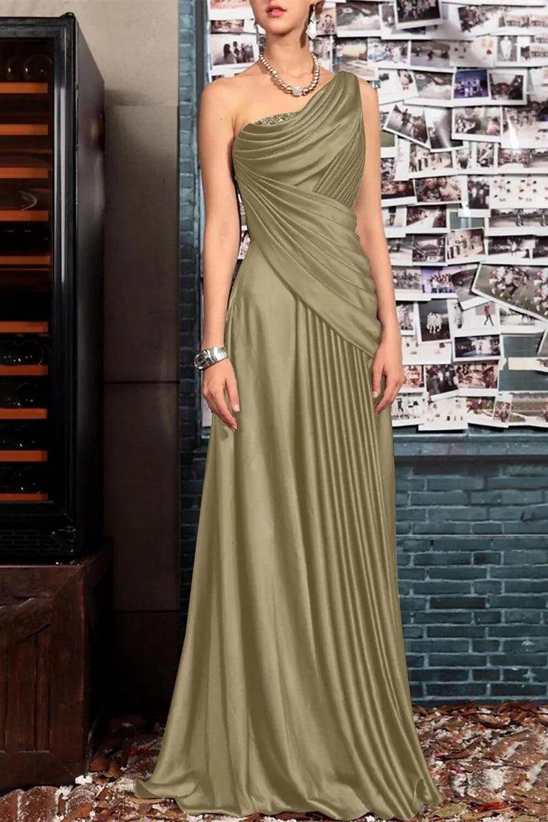 Sheath One Shoulder Sleeveless Floor Length Mother Dresses CM0373 - COCOMELODY