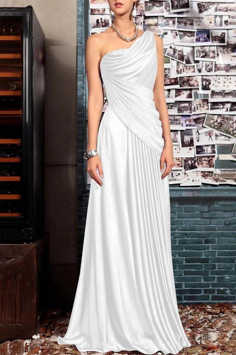 Sheath One Shoulder Sleeveless Floor Length Mother Dresses CM0373 - COCOMELODY