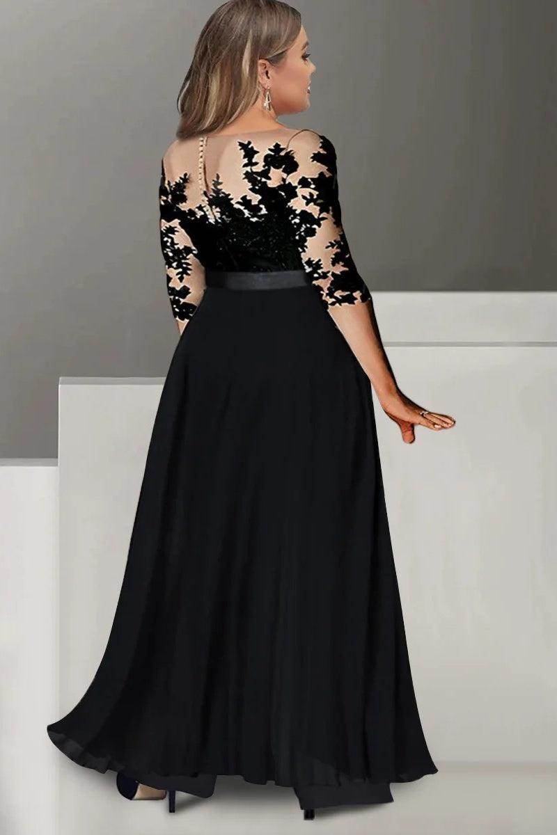 A Line Jewel Neck 3/4 Length Sleeves Floor Length Mother Dresses CM0375 - COCOMELODY