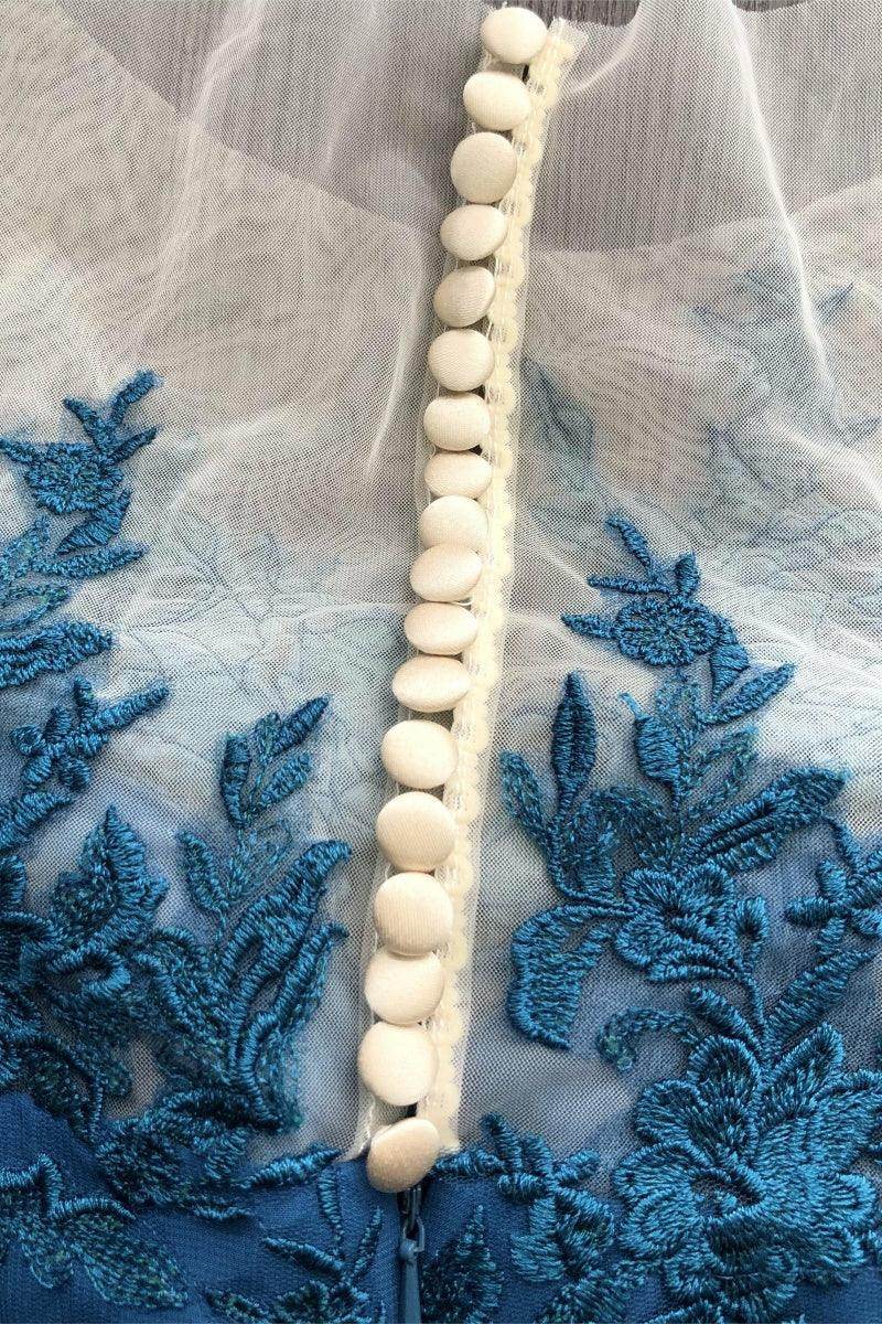 A Line Jewel Neck 3/4 Length Sleeves Floor Length Mother Dresses CM0375 - COCOMELODY