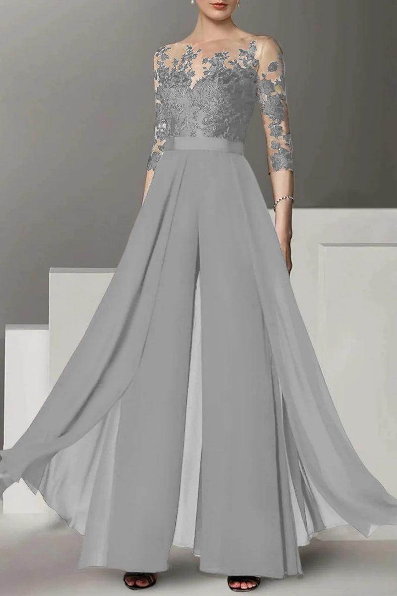 Chiffon Mother Of The Bride Jumpsuits Appliqued Floor Length Jewel Detachable Skirt COCOMELODY CM0375CR Chiffon Mother Of The Bride Jumpsuits Appliqued Floor Length Jewel Detachable Skirt COCOMELODY CM0375CR