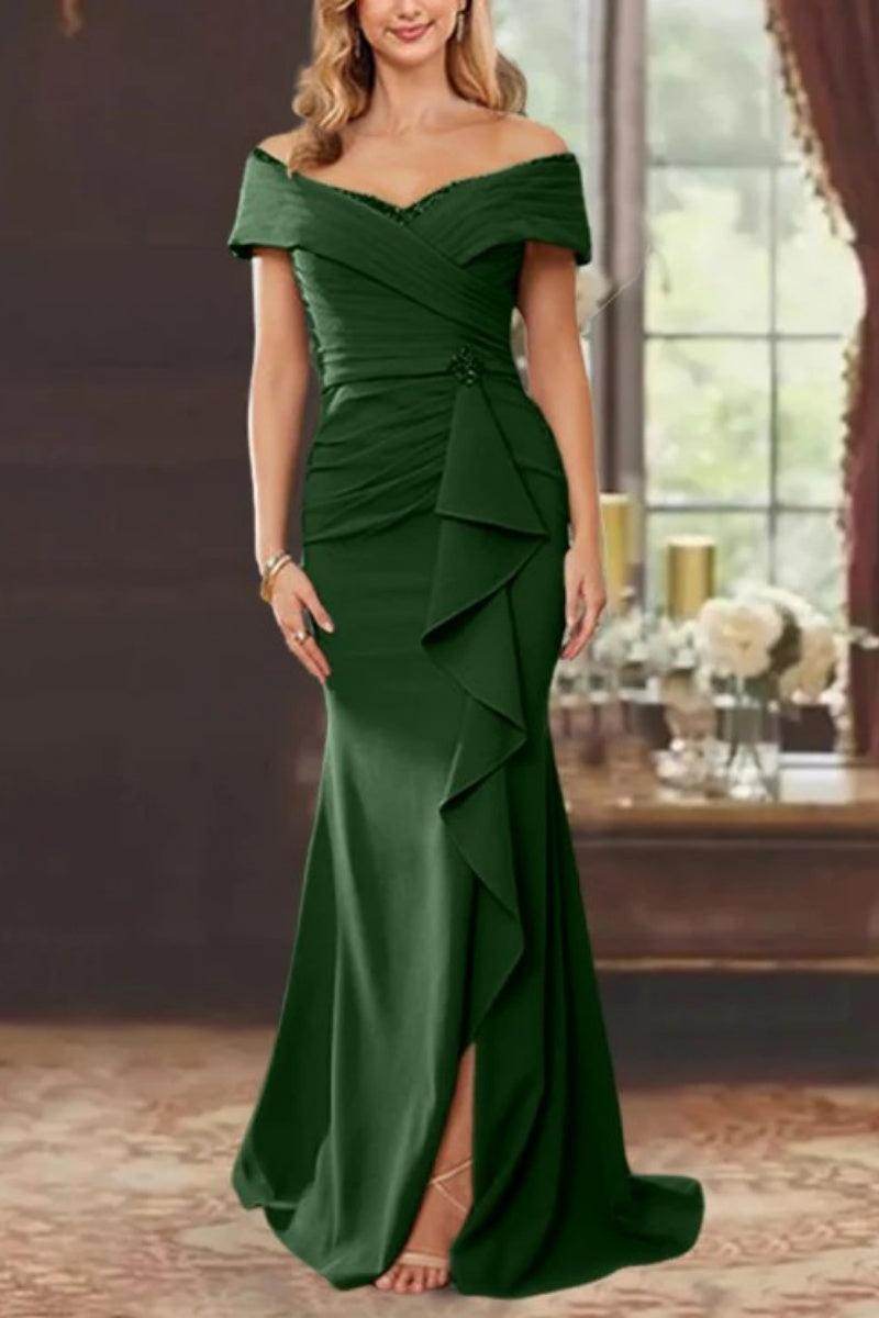 Sheath Off the Shoulder Sleeveless Floor Length Mother Dresses CM0379 - COCOMELODY