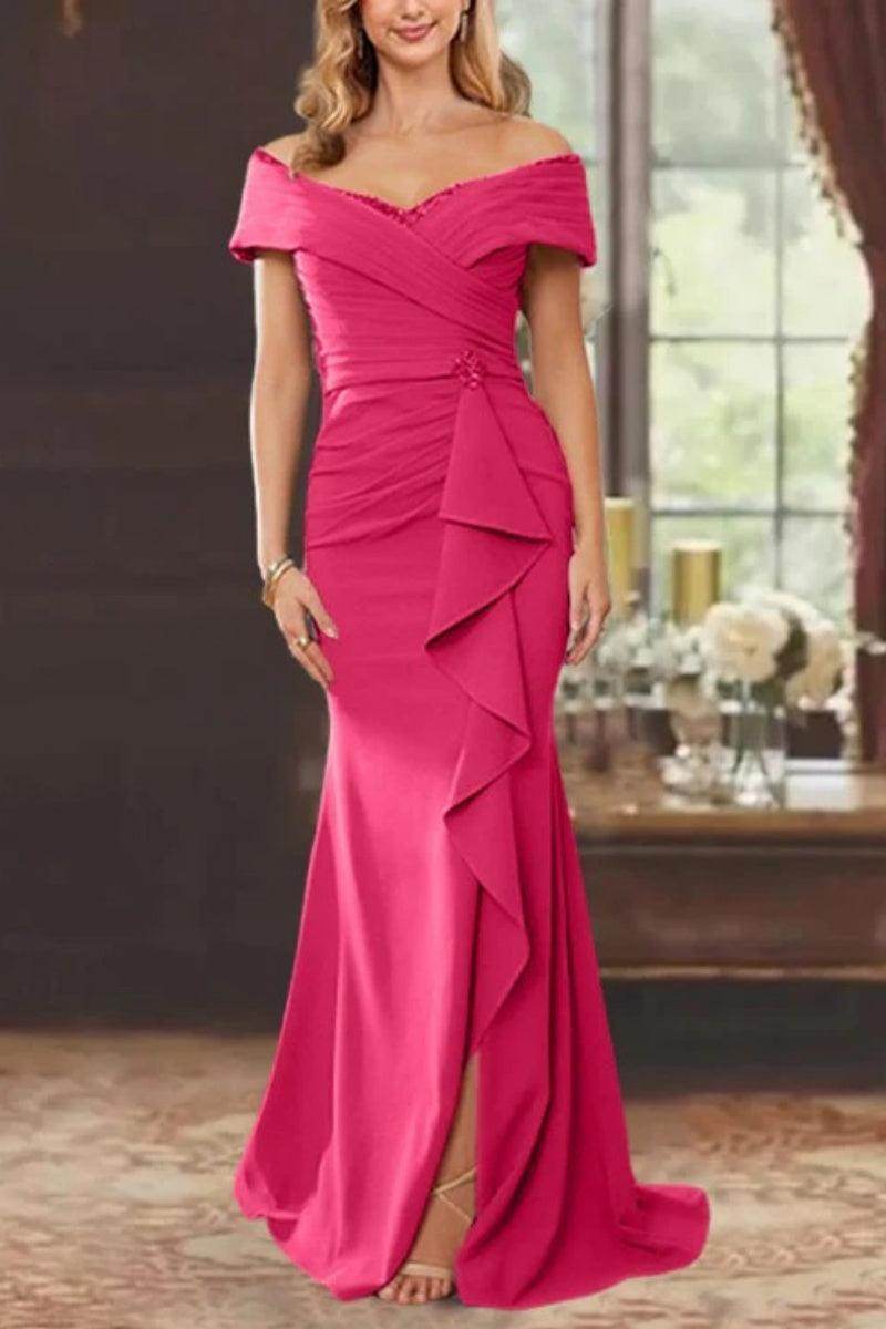Sheath Off the Shoulder Sleeveless Floor Length Mother Dresses CM0379 - COCOMELODY