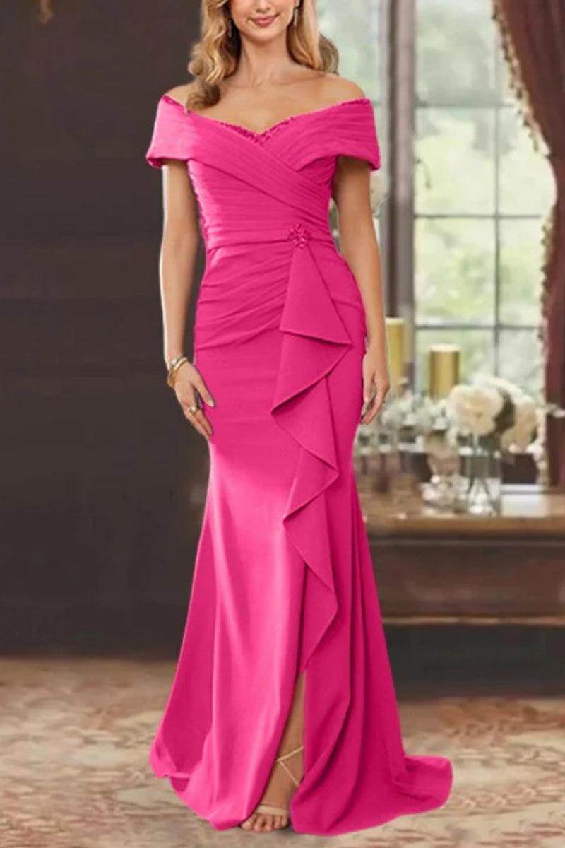 Sheath Off the Shoulder Sleeveless Floor Length Mother Dresses CM0379 - COCOMELODY