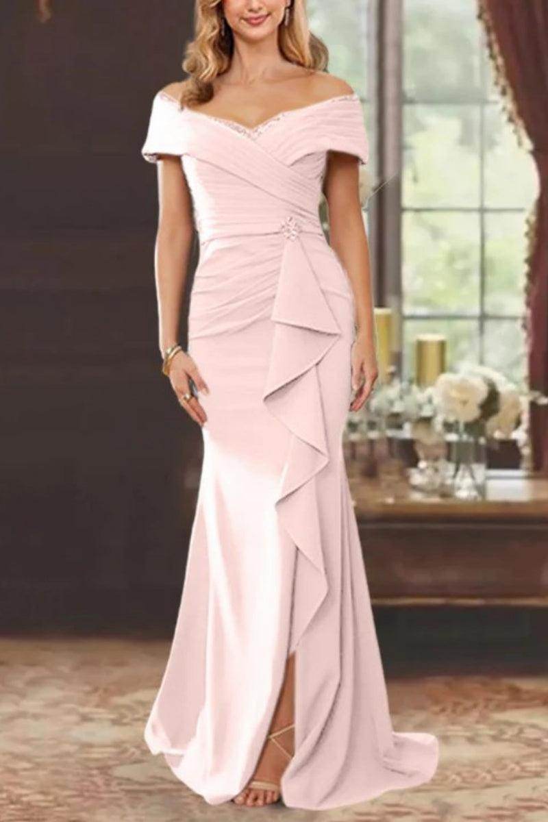 Sheath Off the Shoulder Sleeveless Floor Length Mother Dresses CM0379 - COCOMELODY