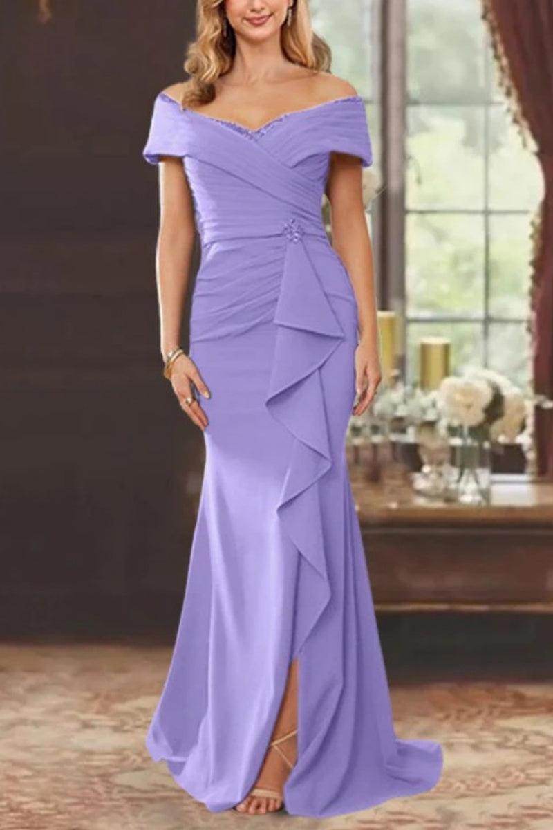 Sheath Off the Shoulder Sleeveless Floor Length Mother Dresses CM0379 - COCOMELODY