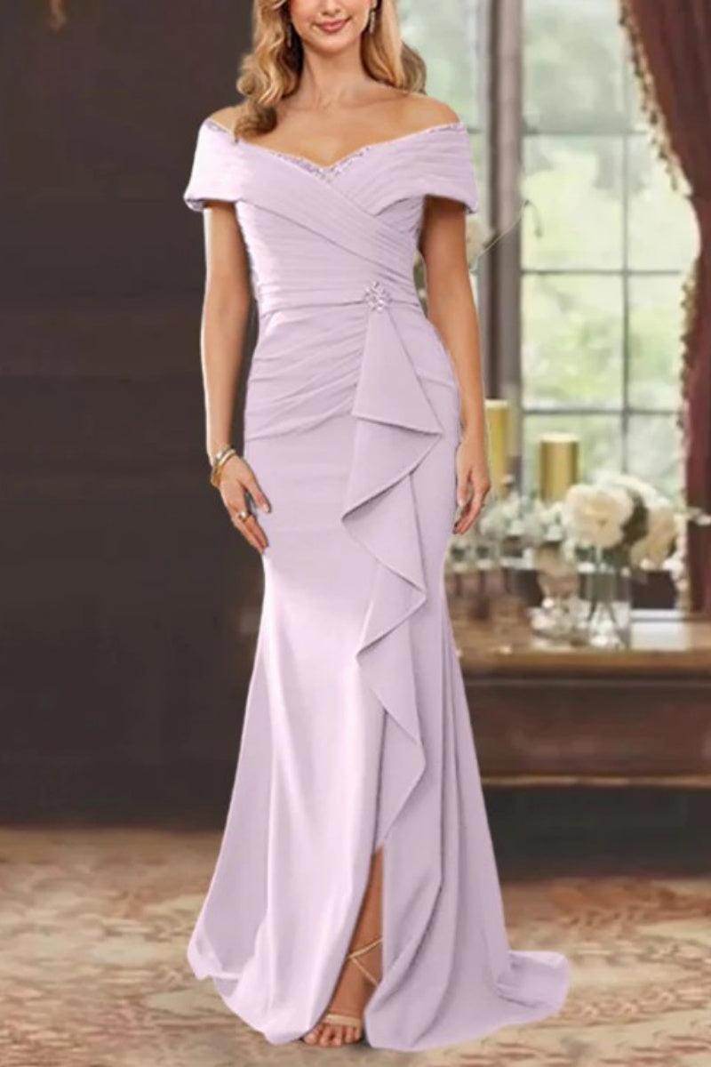 Sheath Off the Shoulder Sleeveless Floor Length Mother Dresses CM0379 - COCOMELODY