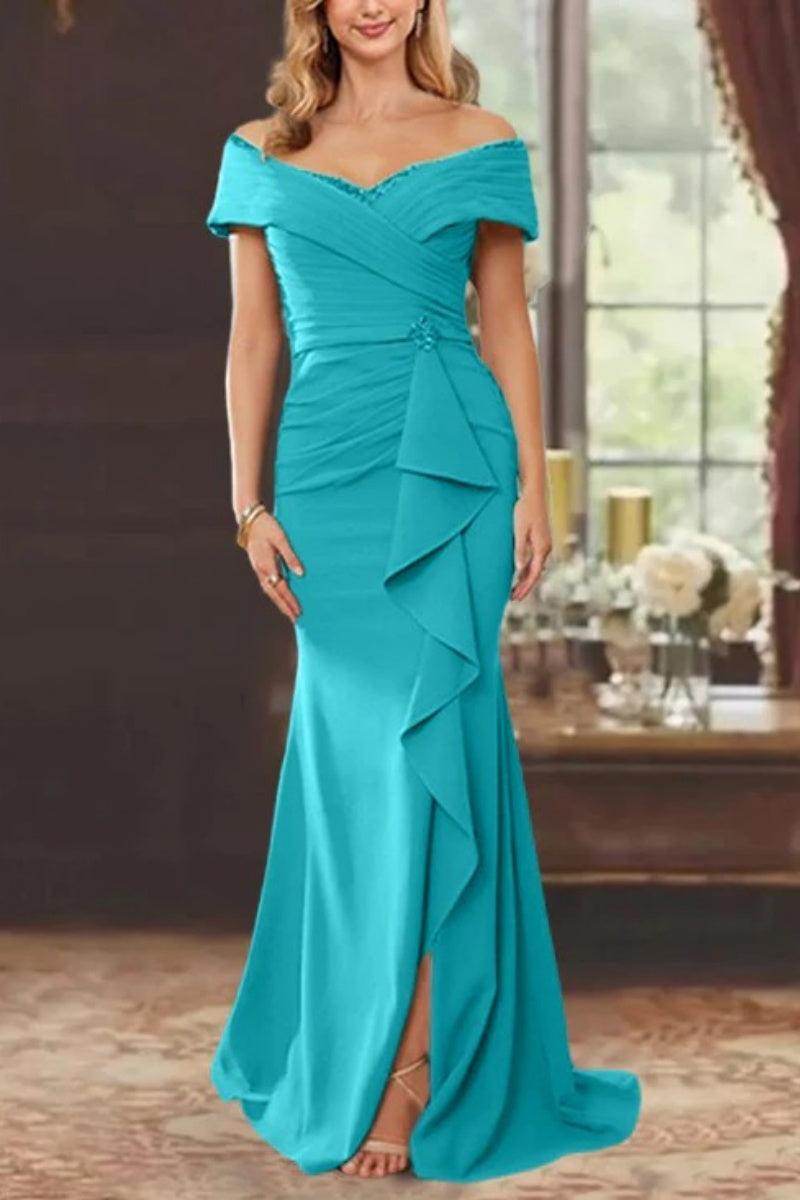 Sheath Off the Shoulder Sleeveless Floor Length Mother Dresses CM0379 - COCOMELODY