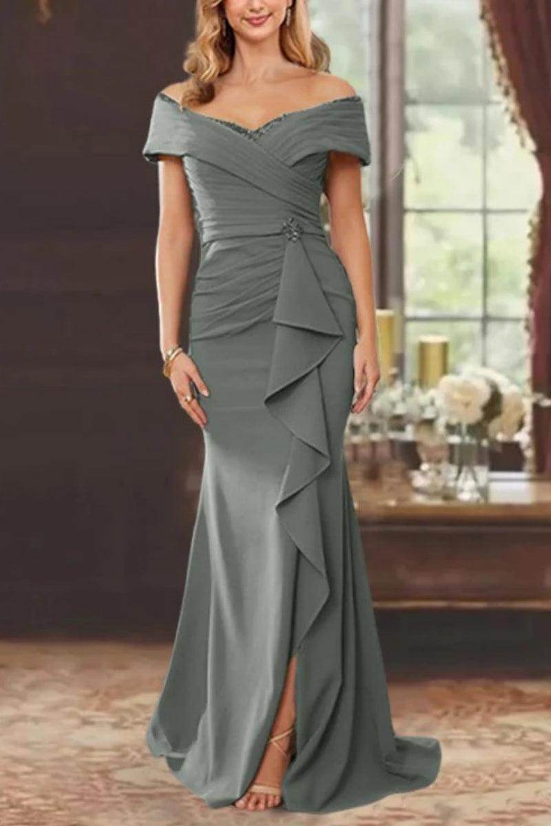Sheath Off the Shoulder Sleeveless Floor Length Mother Dresses CM0379 - COCOMELODY