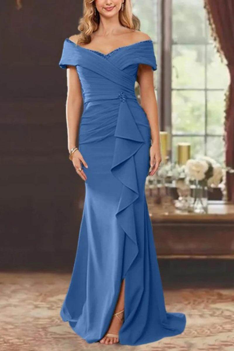 Sheath Off the Shoulder Sleeveless Floor Length Mother Dresses CM0379 - COCOMELODY